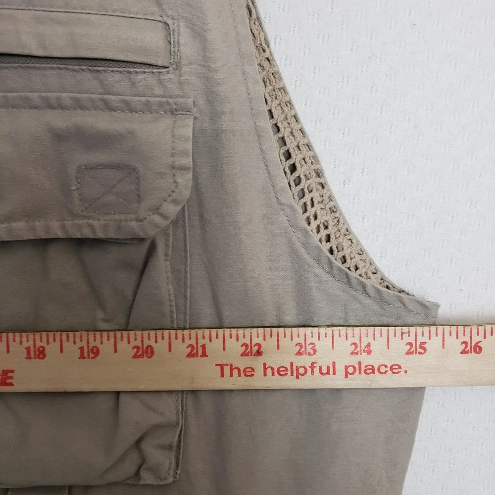 VTG Cabela's Safari Series Mens Utility Vest XL Khaki Tan Travel Fishing Hunting